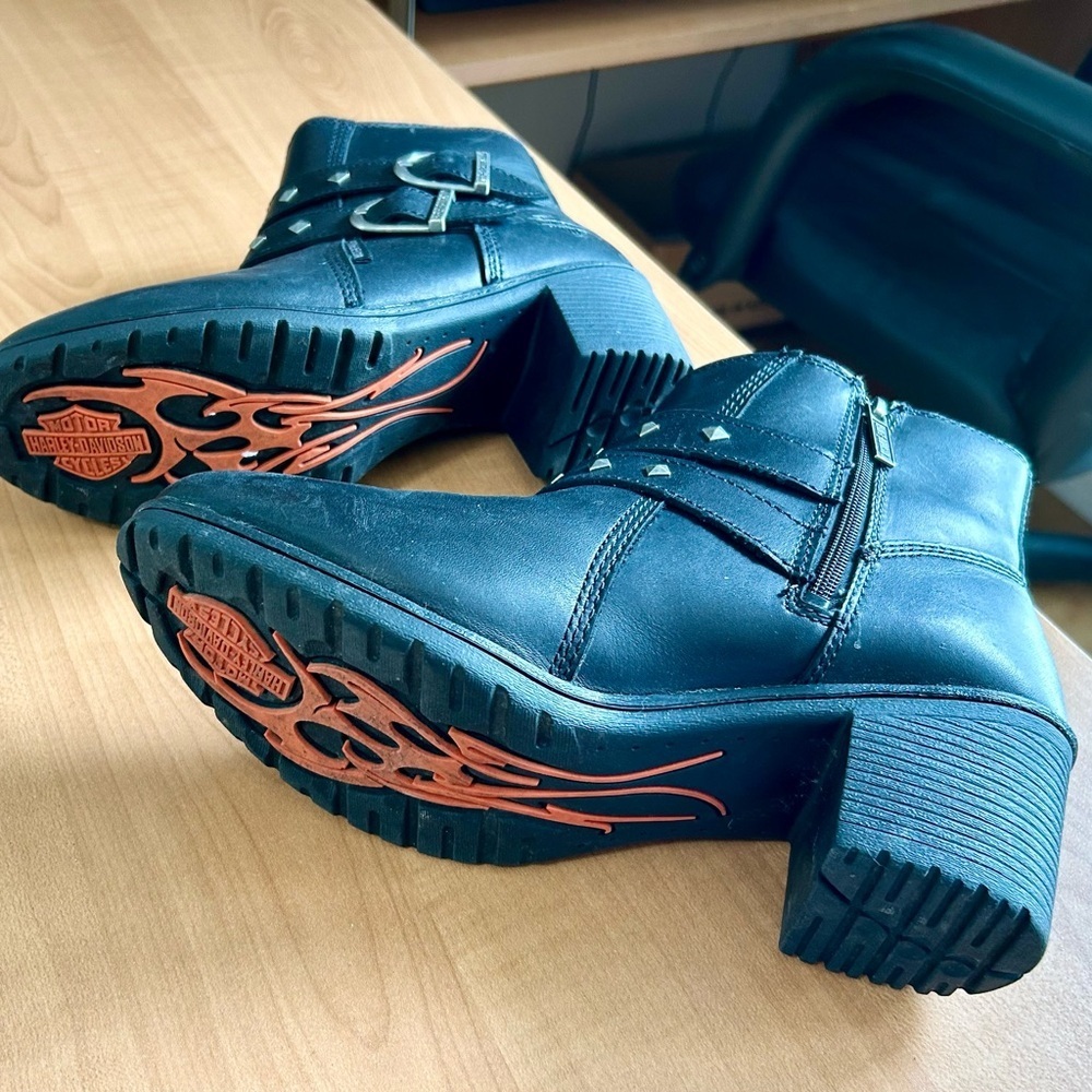 Harley Davidson motorcycle ankle boots wolverine Abney woman sz 9 leather shoes - Picture 7 of 10